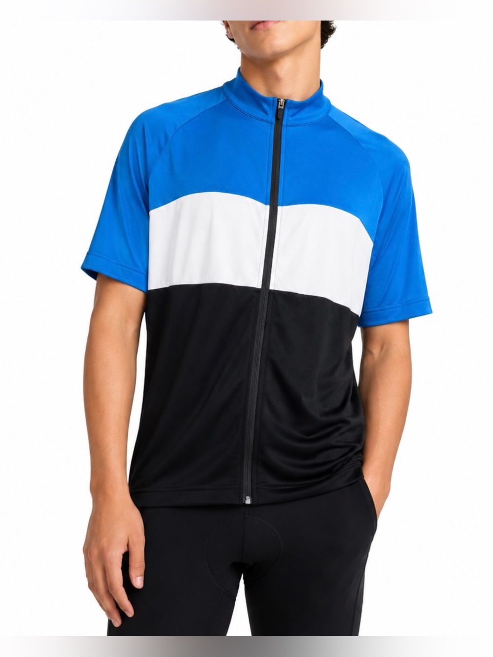Performance Cycling Jersey Men’s XXL Blue Black White Full Zip NWT